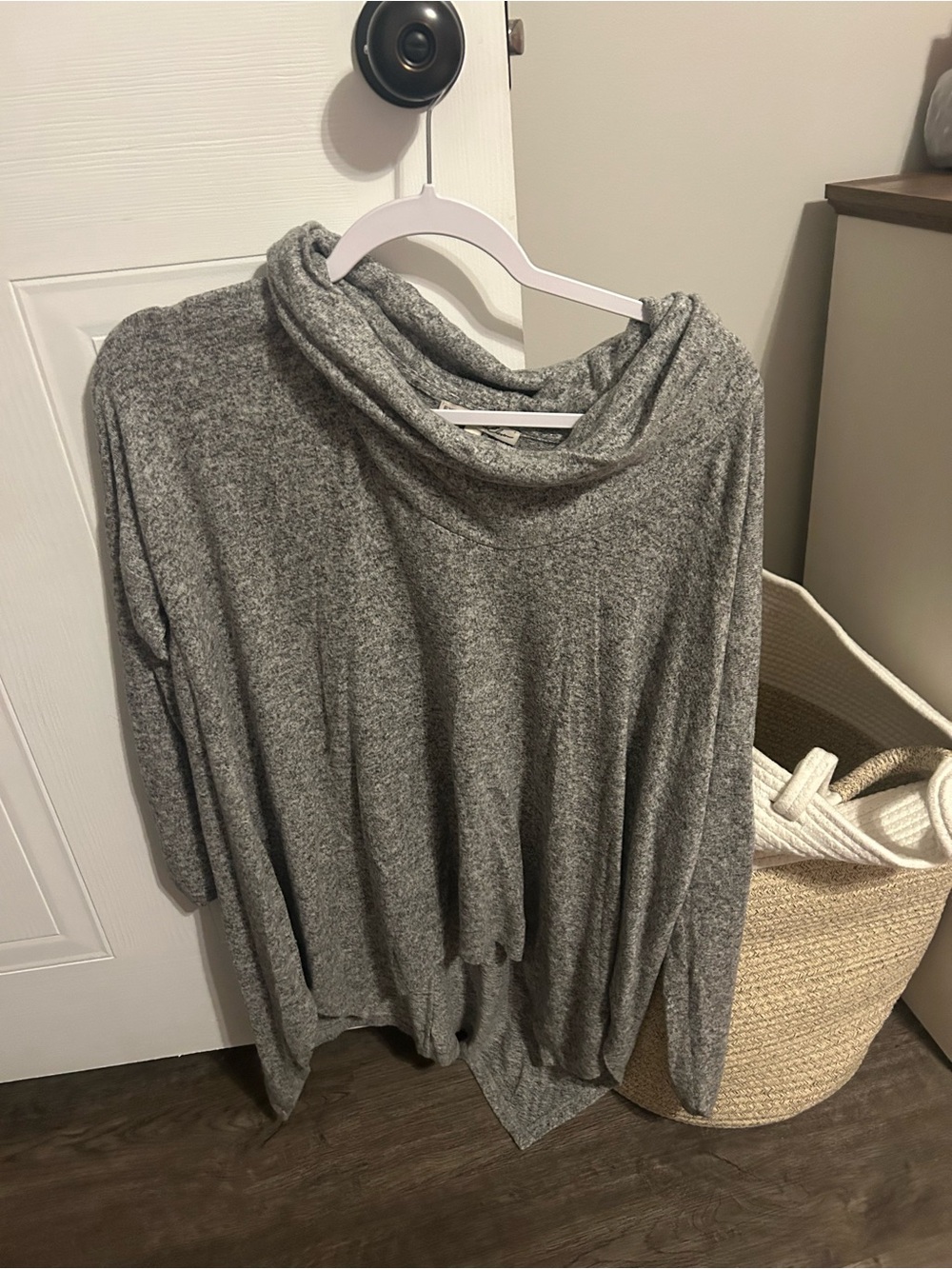 Express Gray Draped Cowl Neck Sweater